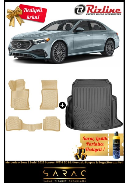 Mercedes-Benz E Serisi 2023 Sonrası W214 3D Bej Havuzlu Paspas & Bagaj Havuzu Seti+(Hediyeli!) fiyatları