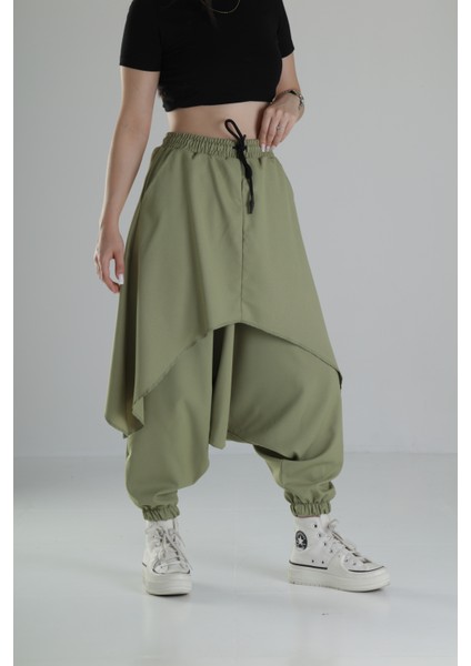 Oversize Şalvarlı Haki Jogger Pantolon