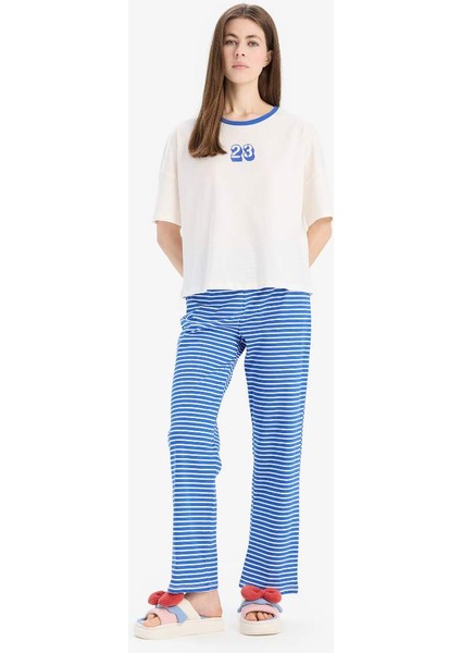 Yeni Sezon Pijama Takımı Kısa Kollu Pijama Üstü Esnek Belli Uzun Pijama Altı-Fall In Love
