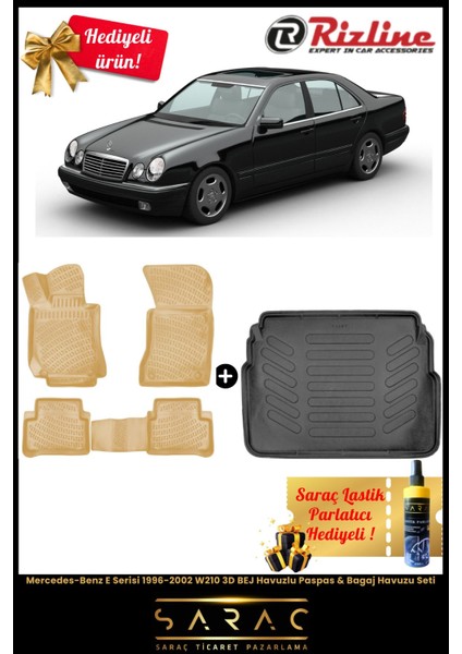 Mercedes-Benz E Serisi 1996-2002 W210 3D Bej Havuzlu Paspas & Bagaj Havuzu Seti+(Hediyeli!) fiyatları