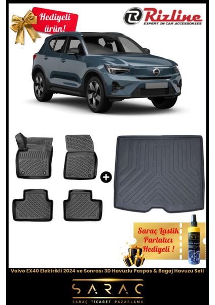 Volvo EX40 Elektrikli 2024 ve Sonrası Havuzlu Paspas & Bagaj Havuzu Seti+Hediyeli! fiyatları