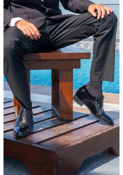 +7 Cm Boy Uzatan Gizli Topuklu El Yapımı Hakiki Deri Lazer Baskı Klasik Ayakkabı, Damatlık Kundura fırsatları