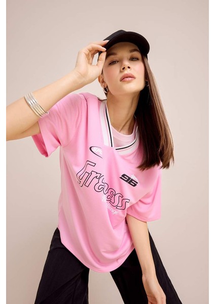 Yeni Sezon Coool Oversize Geniş Kalıp V Yaka Baskılı Kısa Kollu Tişört modelleri