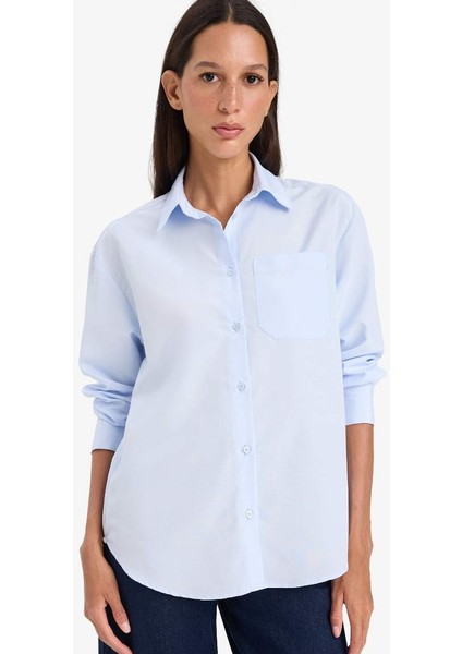 Yeni Sezon Oversize Geniş Kalıp Poplin Uzun Kollu Gömlek