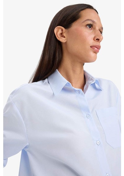 Yeni Sezon Oversize Geniş Kalıp Poplin Uzun Kollu Gömlek