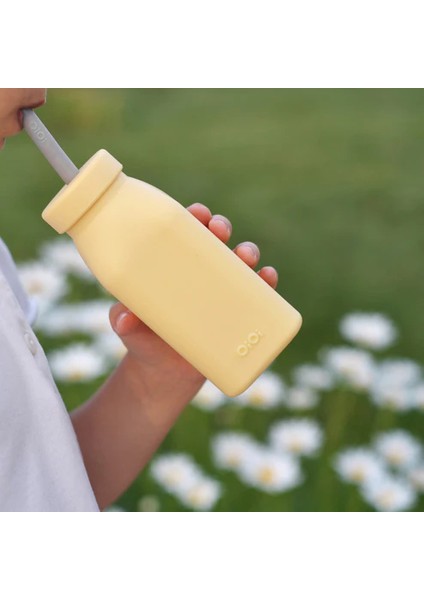Mbb E- Ticaret Oioi Şişe + Pipet 200 ml Mellow Yellow / Powder Grey
