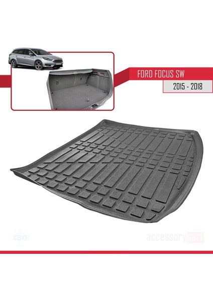 Ford Focus 3 (C346) Sw Post-Facelift 2015-2018 Arası ile Uyumlu Esnek Bagaj Havuzu Siyah fırsatları