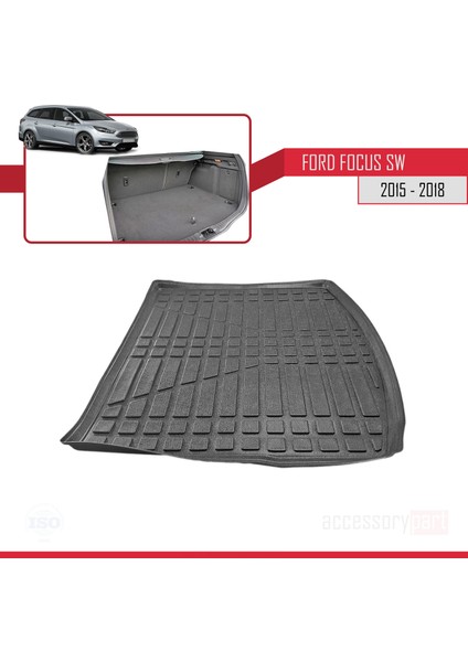 Ford Focus 3 (C346) Sw Post-Facelift 2015-2018 Arası ile Uyumlu Esnek Bagaj Havuzu Siyah indirimleri