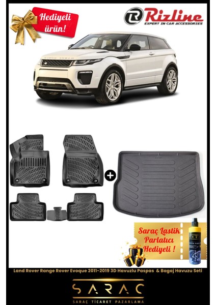 Land Rover Range Rover Evoque 2011-2019 Havuzlu Paspas & Bagaj Havuzu Seti+Hediyeli!