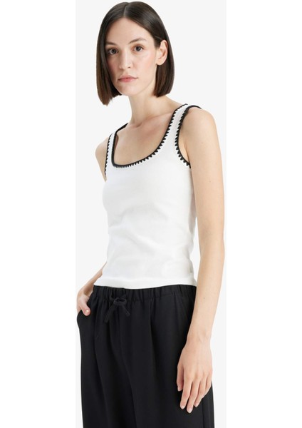 Slim Fit Dar Kesim Yuvarlak Yaka Ribana Atlet F6276AX25SM modelleri
