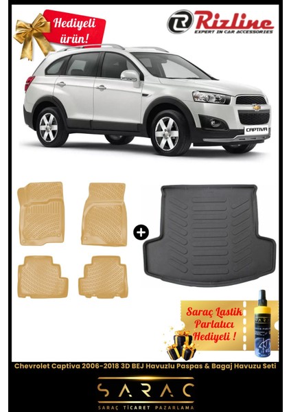 Chevrolet Captiva 2006-2018 Bej Havuzlu Paspas & Bagaj Havuzu Seti+Hediyeli! fiyatları
