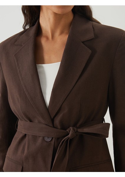 Yeni Sezon Keten Karisimli Kadin Blazer Ceket - S5NI63Z8 modelleri