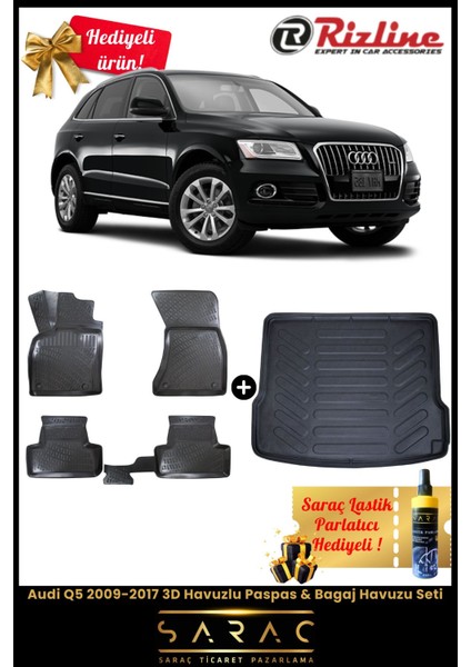 Audi Q5 2009-2017 Havuzlu Paspas & Bagaj Havuzu Seti+Hediyeli!