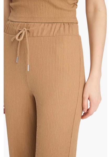 Yeni Sezon Straight Fit Esnek Belli Cepli Bürümcük Pantolon indirimleri