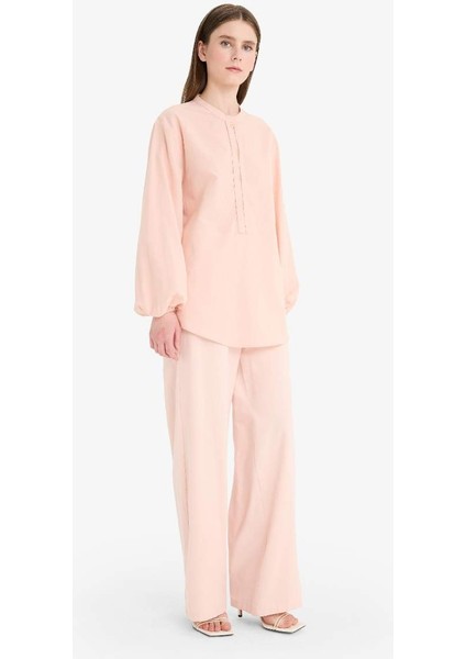 Yeni Sezon Wide Leg Keten Karışımlı Geniş Paça Pantolon fırsatları