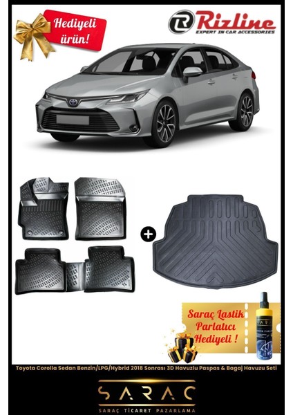 Toyota Corolla Sedan Benzin/lpg/hybrd 2018 Sonrası 3D Havuz Paspas&bagaj Havuz Set Hediyeli! fiyatları