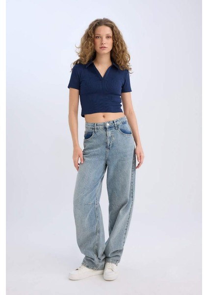 Yeni Sezon Fitted Polo Yaka Basic Düz Fitilli Kaşkorse Kısa Kollu Tişört fiyatları