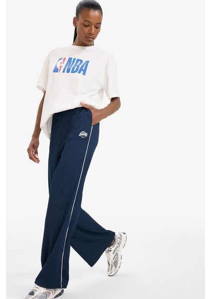 Yeni Sezon Defactofit Nba Los Angeles Lakers Wide Leg Cepli Geniş Paça Standart Boy Krinkıl Kumaş Sporcu Pantolon fiyatları
