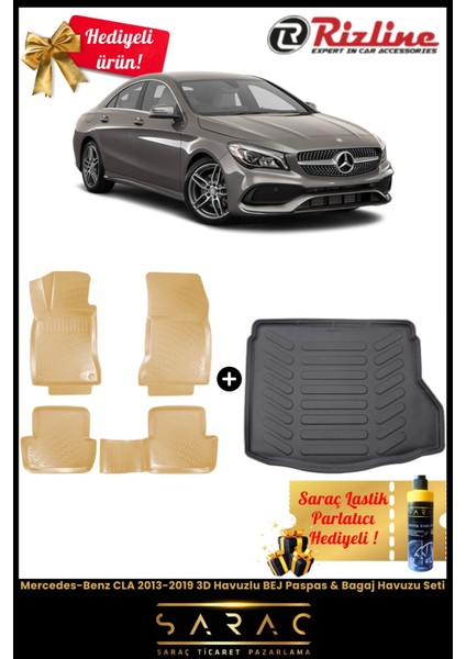 Mercedes-Benz Cla 2013-2019 3D Havuzlu Bej Paspas & Bagaj Havuzu Seti+(Hediyeli!) fiyatları