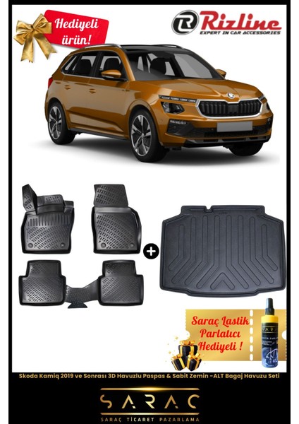 Skoda Kamiq 2019 ve Sonrası Havuzlu Paspas & Sabit Zemin -Alt Bagaj Havuzu Seti+Hediyeli! fiyatları