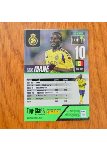 Top Class Master Class Sadio Mane Oyun Kartı 241