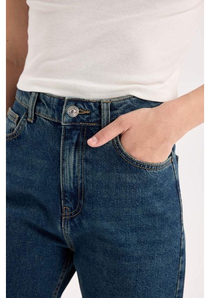Yeni Sezon 90's Wide Leg Yüksek Bel Geniş Paça Uzun Jean Kar Yıkamalı Pantolon