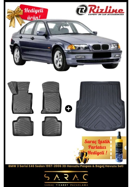 Bmw 3 Serisi E46 Sedan 1997-2006 Havuzlu Paspas & Bagaj Havuzu Seti+Hediyeli! fiyatları