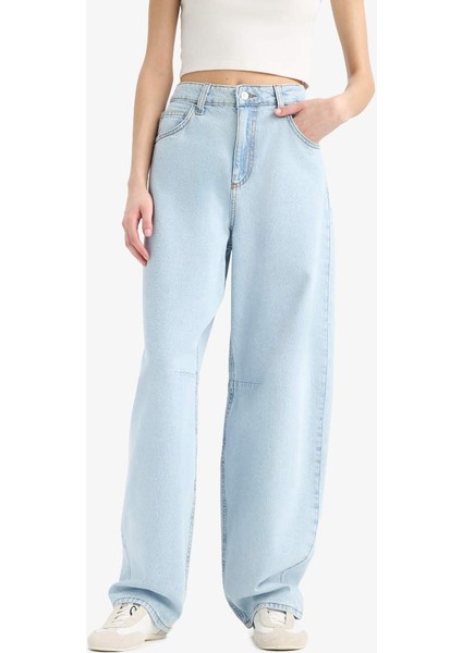 Yeni Sezon Baggy Fit Yüksek Bel Düz Paça Jean Pantolon