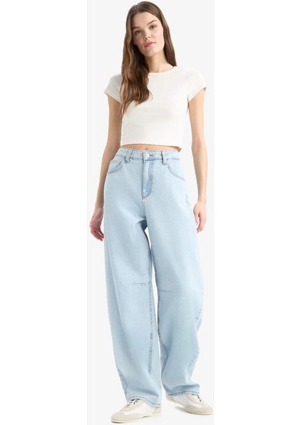 Yeni Sezon Baggy Fit Yüksek Bel Düz Paça Jean Pantolon