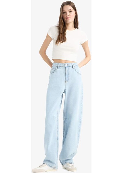 Yeni Sezon Baggy Fit Yüksek Bel Düz Paça Jean Pantolon