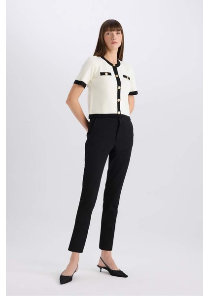 Yeni Sezon Klasik Chino Kumaş Pantolon Normal Bel Basic Düz Cepli Bilek Boy modelleri