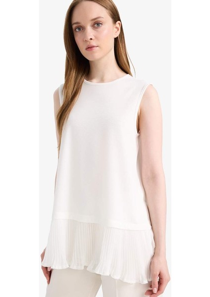 Yeni Sezon Regular Fit Bisiklet Yaka Basic Düz Kolsuz Tunik