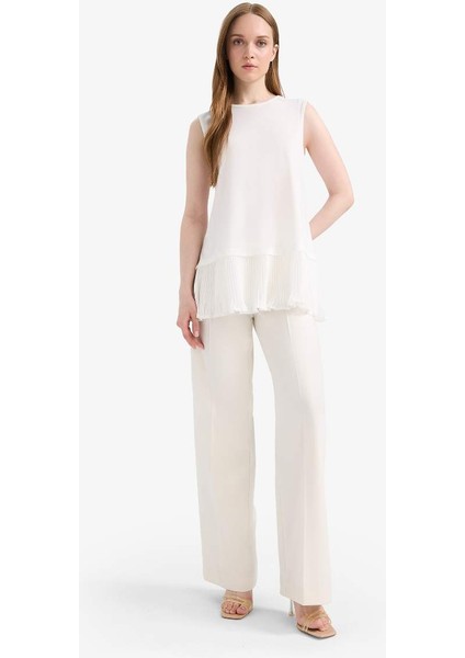 Yeni Sezon Regular Fit Bisiklet Yaka Basic Düz Kolsuz Tunik