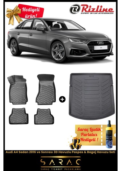 Audi A4 Sedan 2016 ve Sonrası Havuzlu Paspas & Bagaj Havuzu Seti+Hediyeli! fiyatları