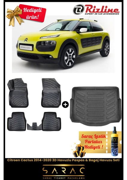 Citroen Cactus 2014-2020 Havuzlu Paspas & Bagaj Havuzu Seti+Hediyeli!