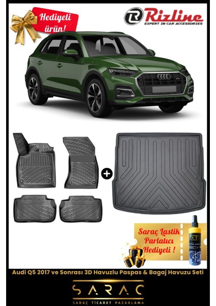 Audi Q5 2017 ve Sonrası Havuzlu Paspas & Bagaj Havuzu Seti+Hediyeli!