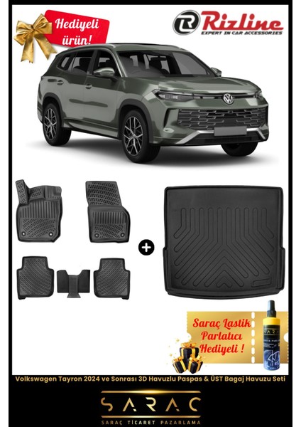 Volkswagen Tayron 2024 ve Sonrası Havuzlu Paspas & Üst Bagaj Havuzu Seti+Hediyeli! fiyatları