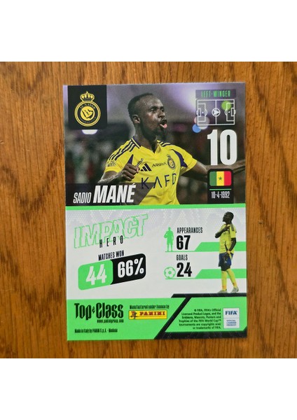 Top Class Impact Hero Sadio Mane Oyuncu Kartı 206