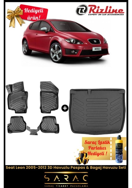 Seat Leon 2005-2012 Havuzlu Paspas & Bagaj Havuzu Seti+Hediyeli!