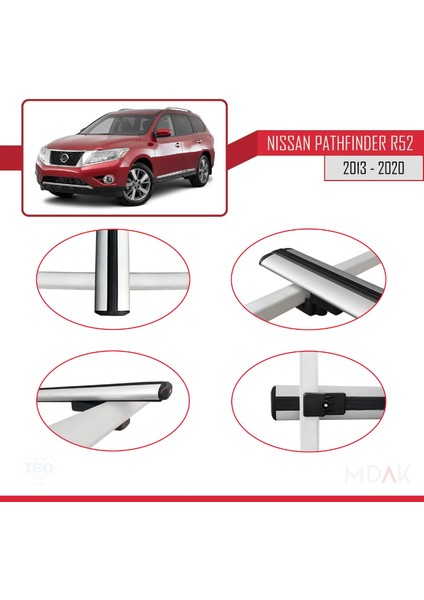 Nissan Pathfinder 4 (R52) 2013-2020 Arası ile Uyumlu Basıc Model Ara Atkı Tavan Barı Gri 2 Adet fırsatları