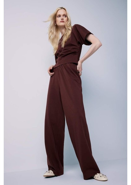 Yeni Sezon Wide Leg Basic Düz Geniş Paça Premium Pantolon
