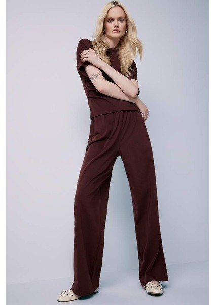 Yeni Sezon Wide Leg Basic Düz Geniş Paça Premium Pantolon