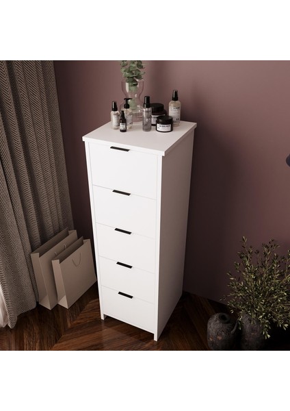 N1050 Laura 5 Çekmeceli Dolap – Beyaz | Şifonyer, Keson, Dosya ve Çok Amaçlı Dolap fırsatları