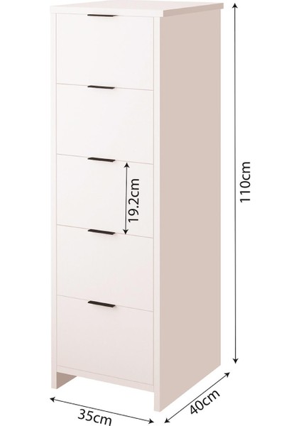 N1050 Laura 5 Çekmeceli Dolap – Beyaz | Şifonyer, Keson, Dosya ve Çok Amaçlı Dolap indirimleri