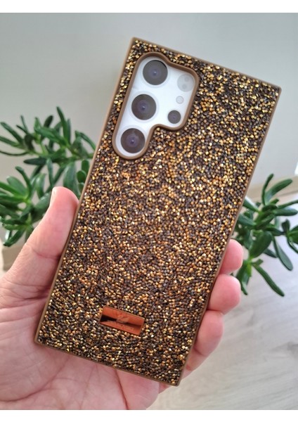 Samsung Galaxy S23 Ultra Uyumlu Işıltılı Taşlı Kamera Çıkıntılı Içi Kadife Kaliteli Lüks Kılıf