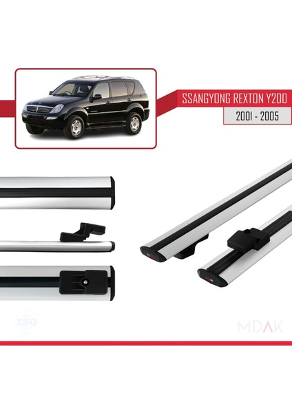 Ssangyong Rexton (Y200) 2001-2005 Arası ile Uyumlu Basıc Model Ara Atkı Tavan Barı Gri 2 Adet modelleri