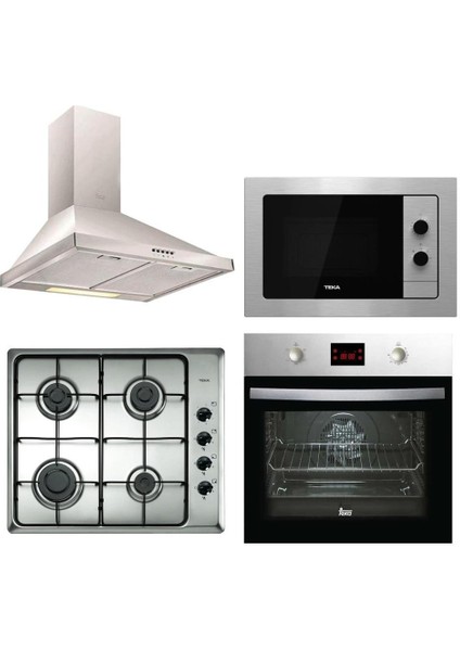 Inox Ankastre Set (Df 60 Davlumbaz-Hlx 60 Inox Ocak -Heb 625 Fırın-Mb 620 Ss Mikrodalga)