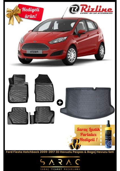 Ford Fiesta Hatchback 2009-2017 Havuzlu Paspas & Bagaj Havuzu Seti+Hediyeli!