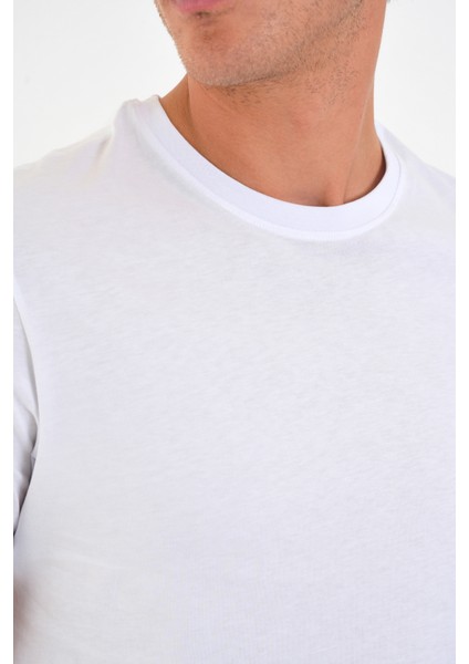 Regular Fit Baskısız Basic T-Shirt %100 Pamuk Yumuşak Dokulu Bisiklet Yaka Tişört
