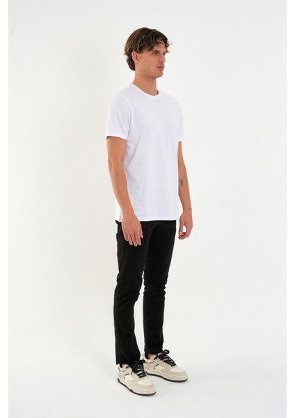 Regular Fit Baskısız Basic T-Shirt %100 Pamuk Yumuşak Dokulu Bisiklet Yaka Tişört